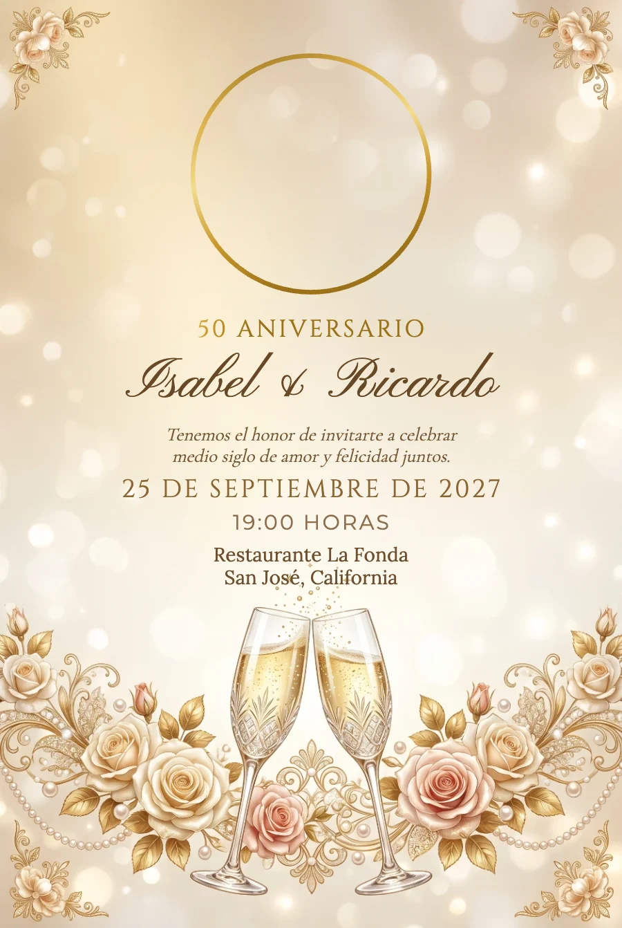 Aniversario Champaña con Foto en Papel Fotográfico — Papel fotográfico