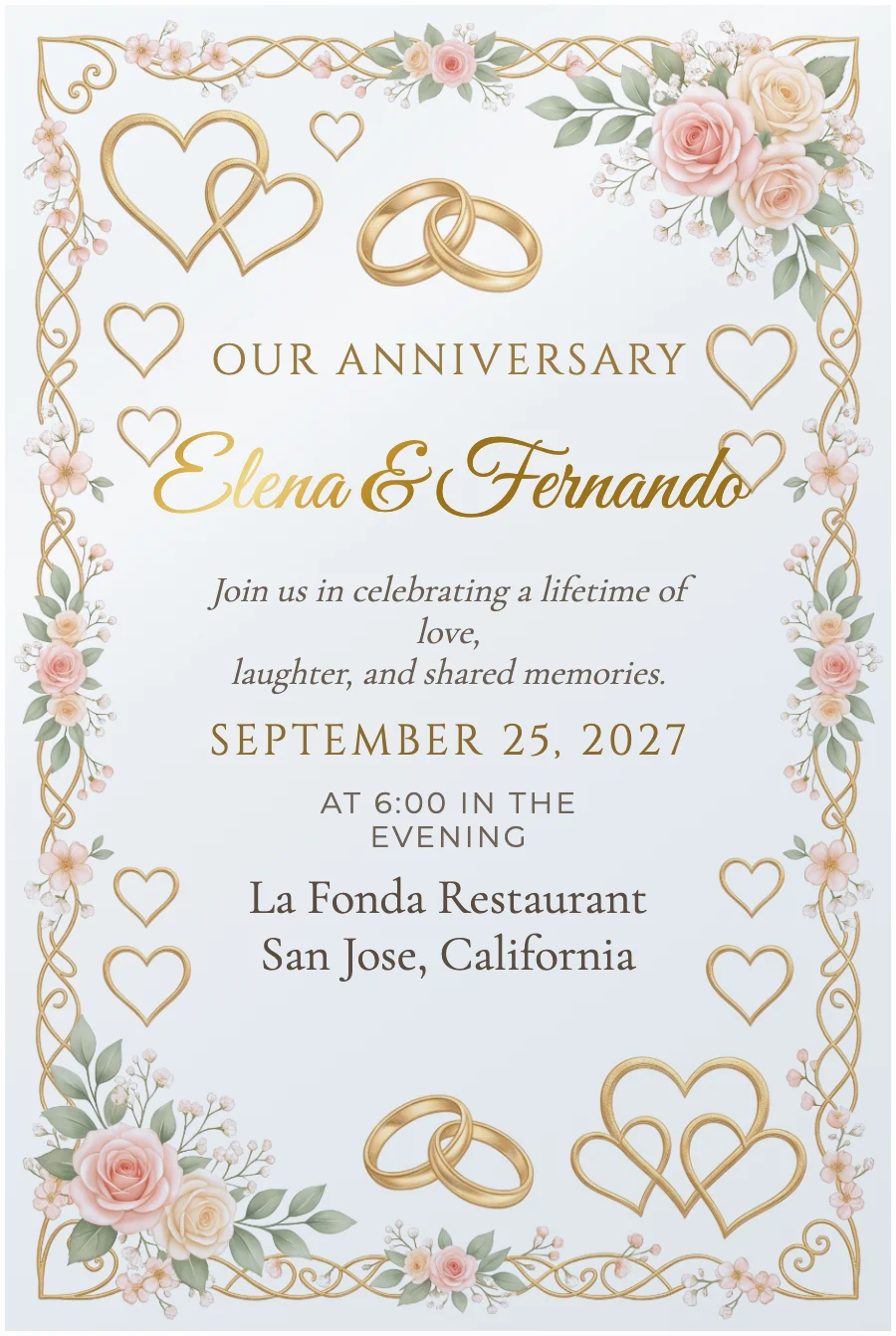 Gold Hearts Anniversary on Acrylic — Clear acrylic