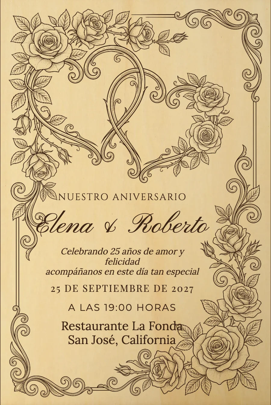 Aniversario Corazones Grabados en Madera — Madera