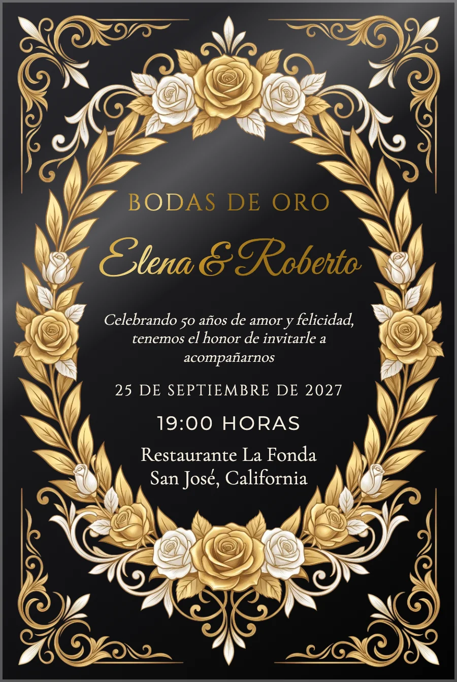 Aniversario Laurel Dorado en Acrílico Negro — Acrílico negro