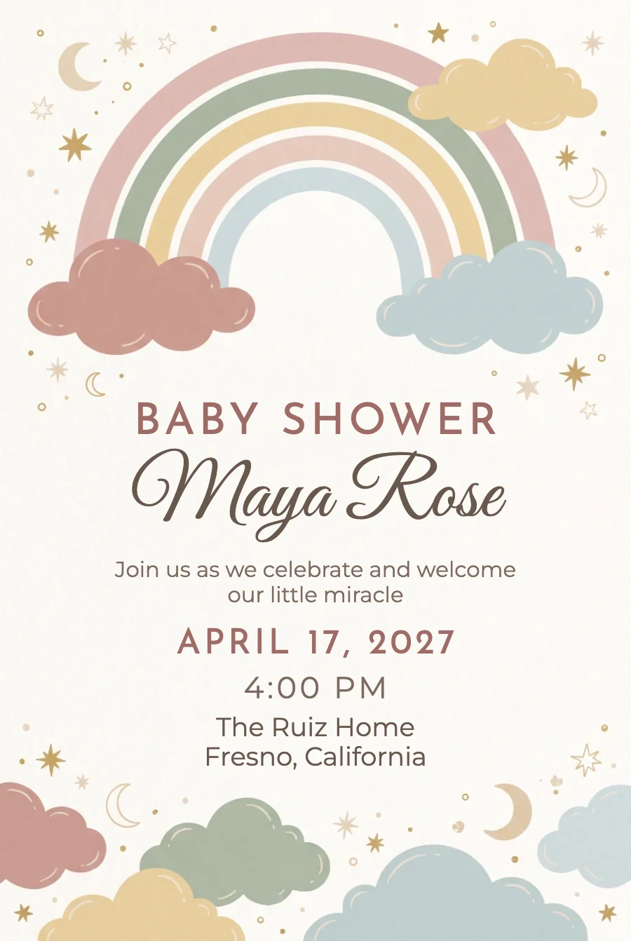 Boho Rainbow Baby Shower on Paper — Fine paper