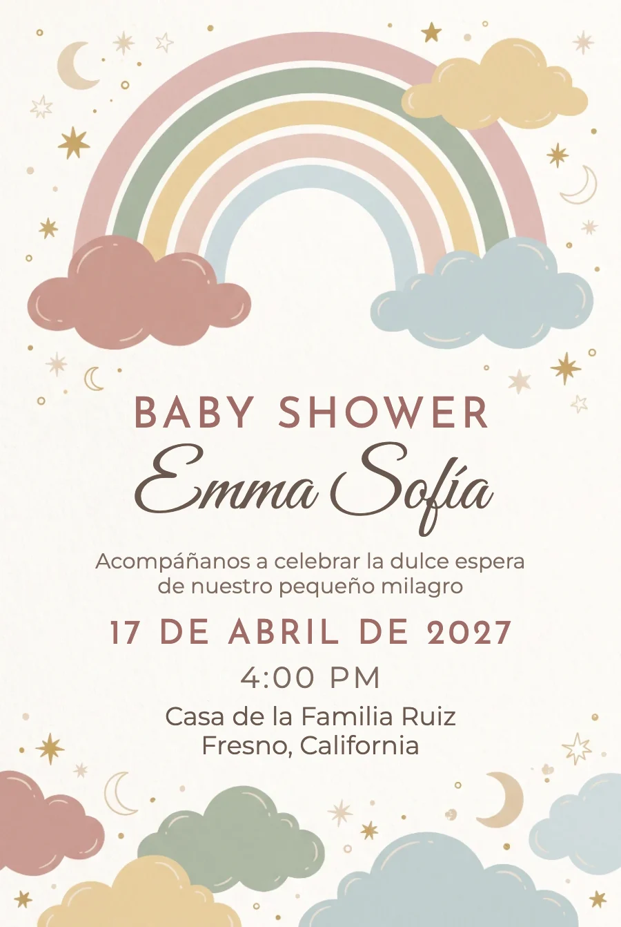 Baby Shower Arcoíris Boho en Papel — Papel fino