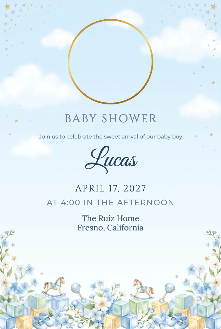 Sky Blue Photo Baby Shower on Photo Paper — Photo paper