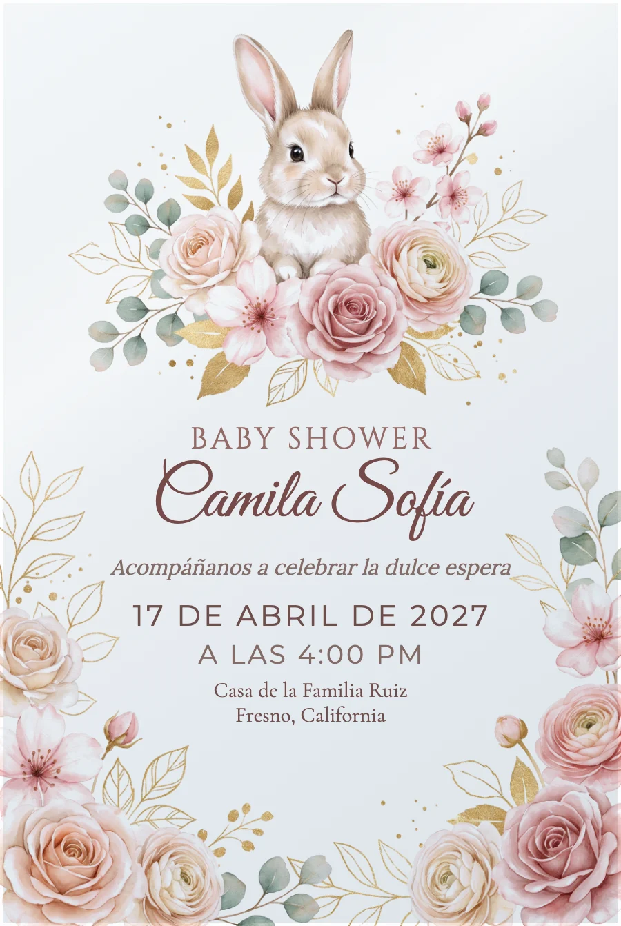 Baby Shower Conejita Rosa en Acrílico — Acrílico transparente