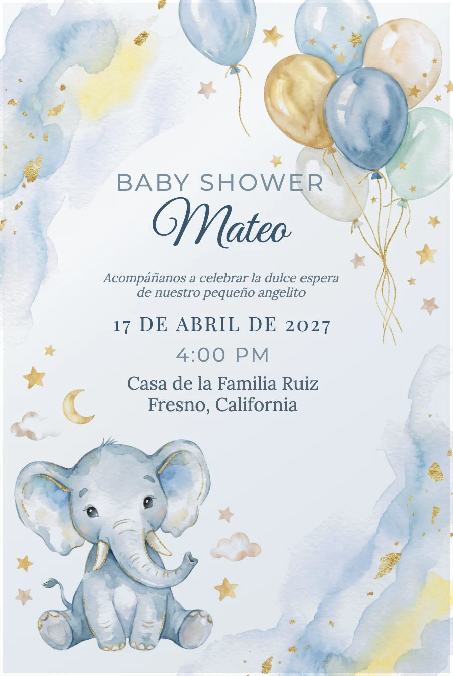 Baby Shower Elefantito Azul en Acrílico — Acrílico transparente