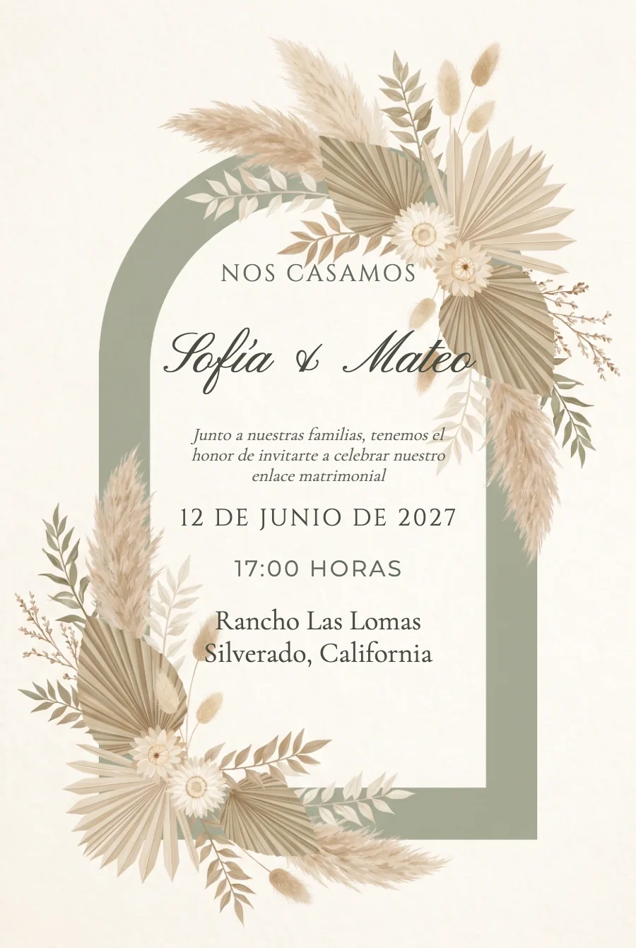 Boda Arco Verde Salvia en Papel — Papel fino