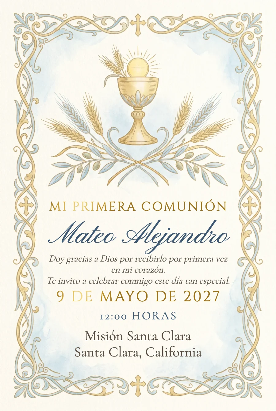 Comunión Celeste Clásica en Papel — Papel fino
