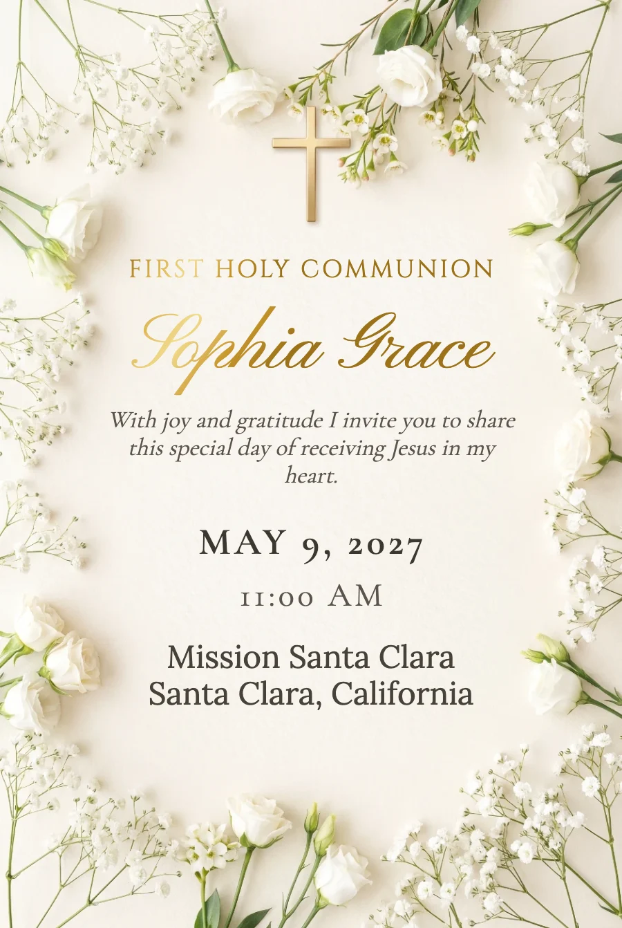 White Floral Communion on Paper — Fine paper
