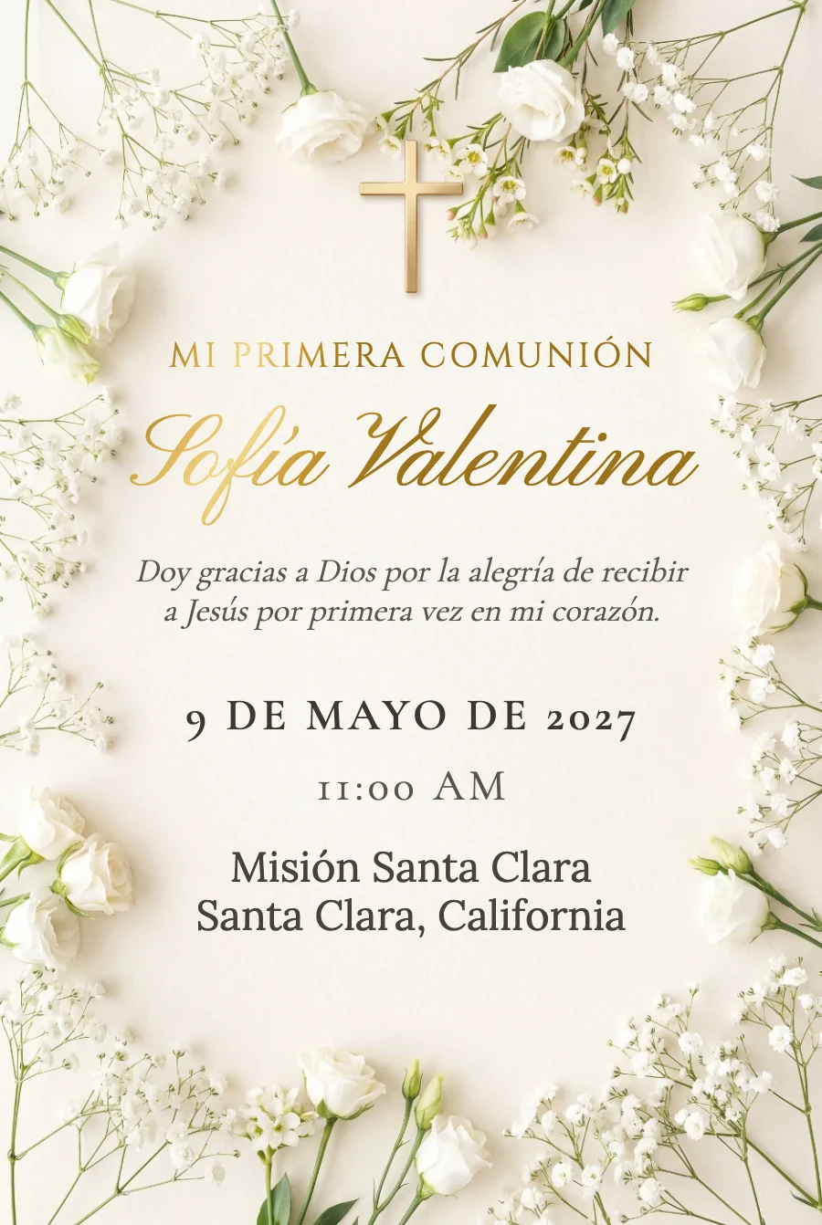 Comunión Floral Blanca en Papel — Papel fino
