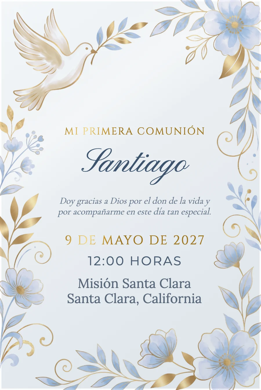 Comunión Paloma y Flores en Acrílico — Acrílico transparente
