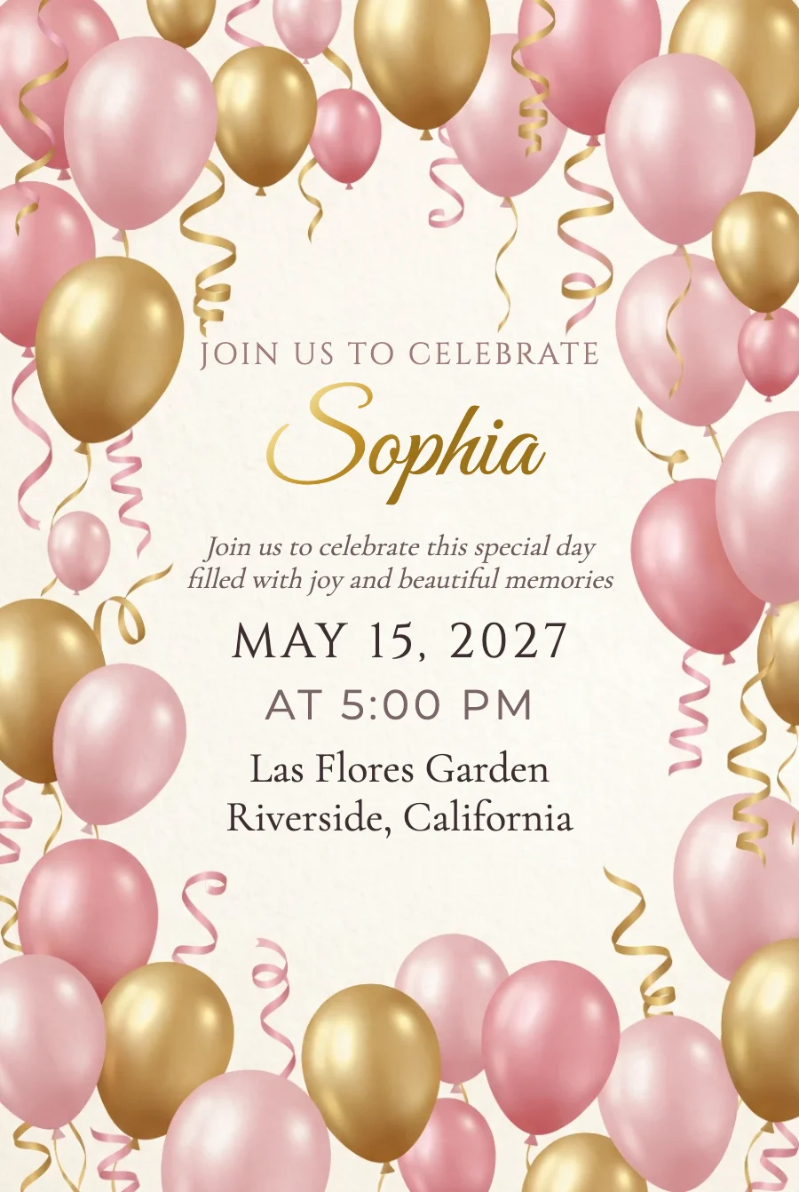 Pink & Gold Party Birthday on Paper — Fine paper