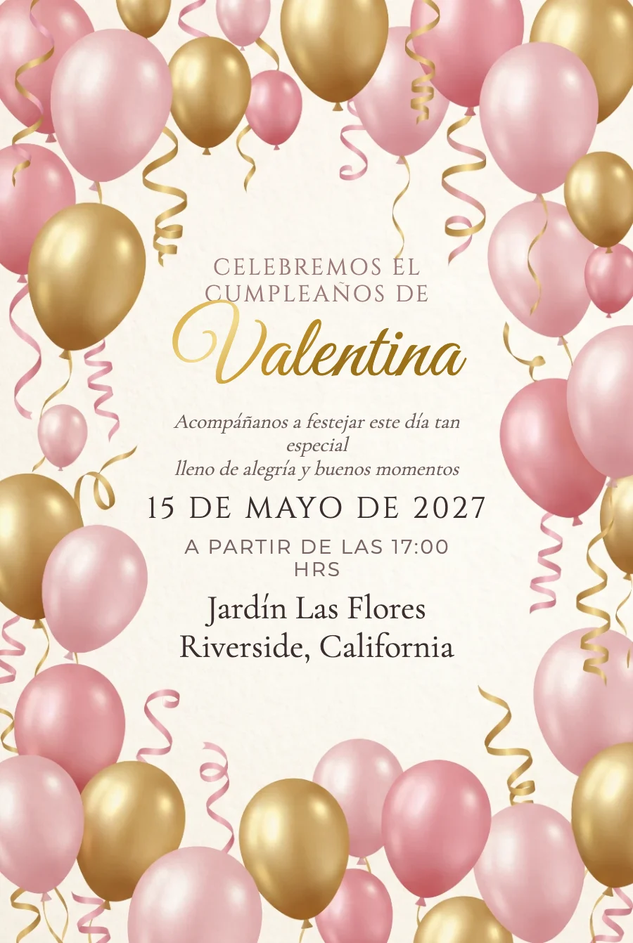 Cumpleaños Fiesta Rosa y Oro en Papel — Papel fino