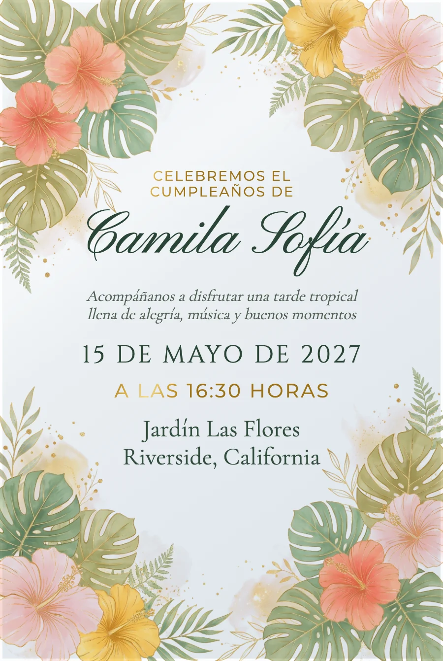 Cumpleaños Flores Tropicales en Acrílico — Acrílico transparente