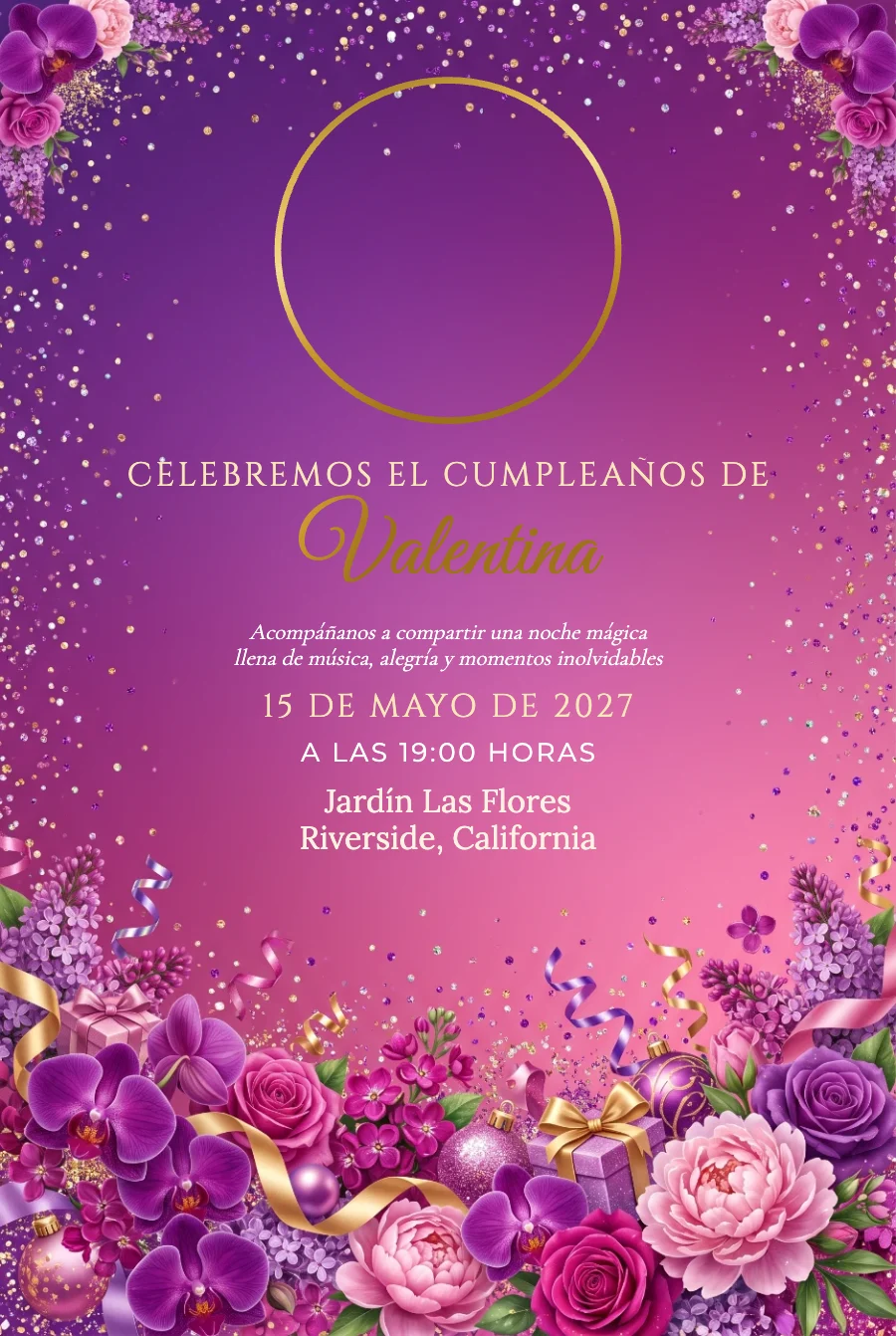 Cumpleaños Neón con Foto en Papel Fotográfico — Papel fotográfico