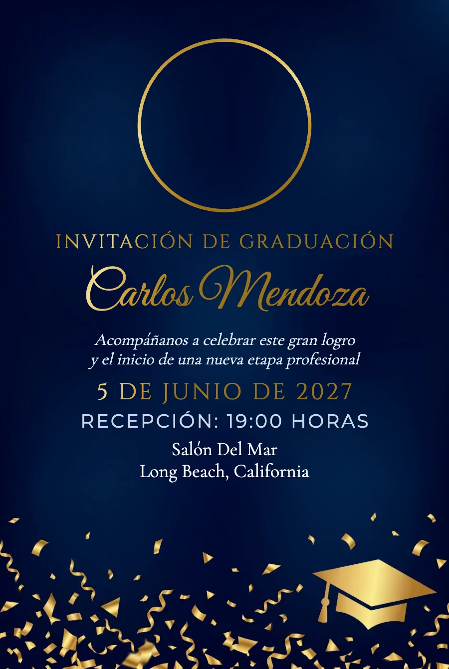 Graduación Azul y Oro con Foto en Papel Fotográfico — Papel fotográfico