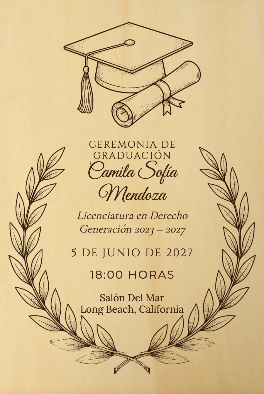 Graduación Birrete y Laurel en Madera — Madera