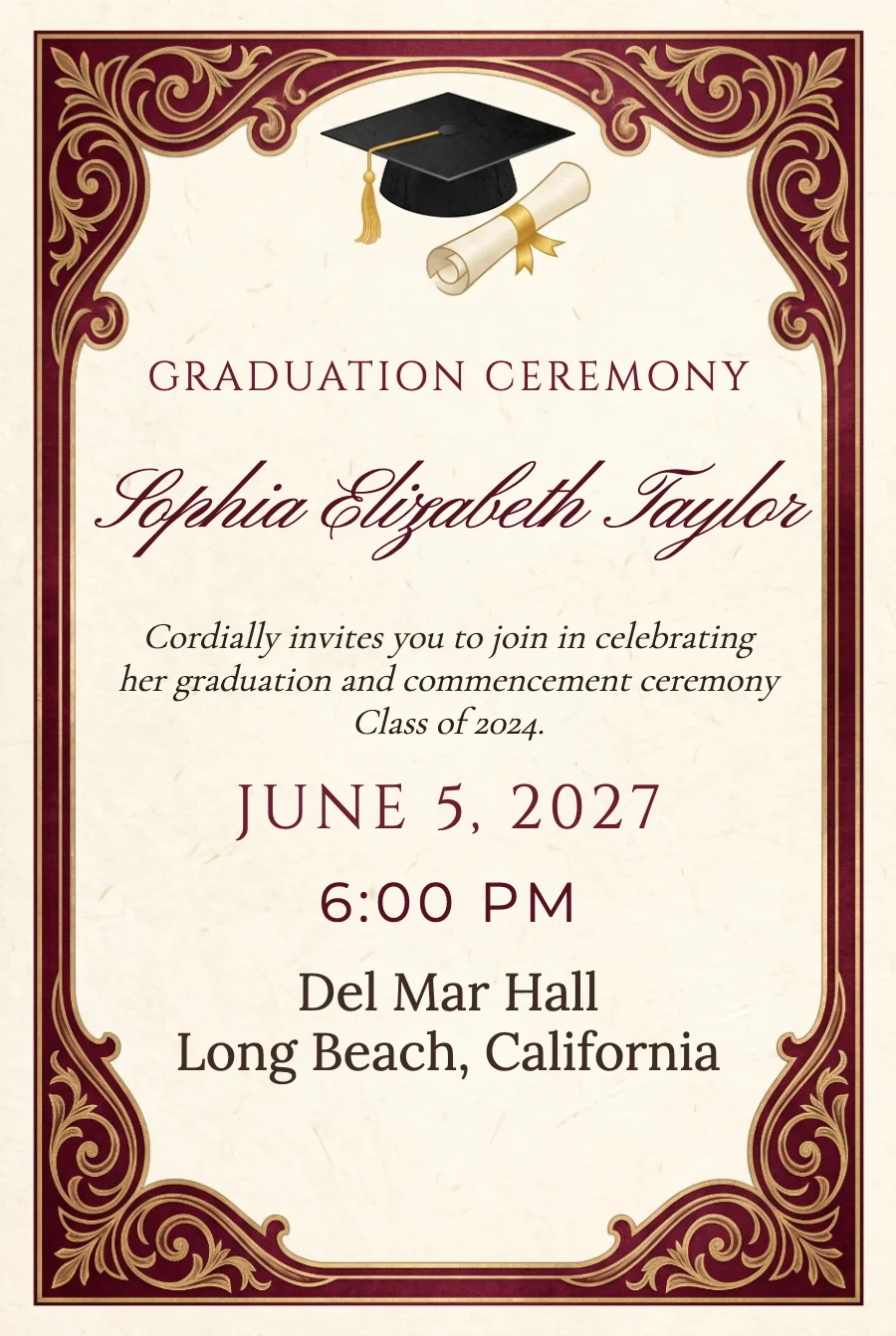 Classic Burgundy Graduation on Paper — Fine paper