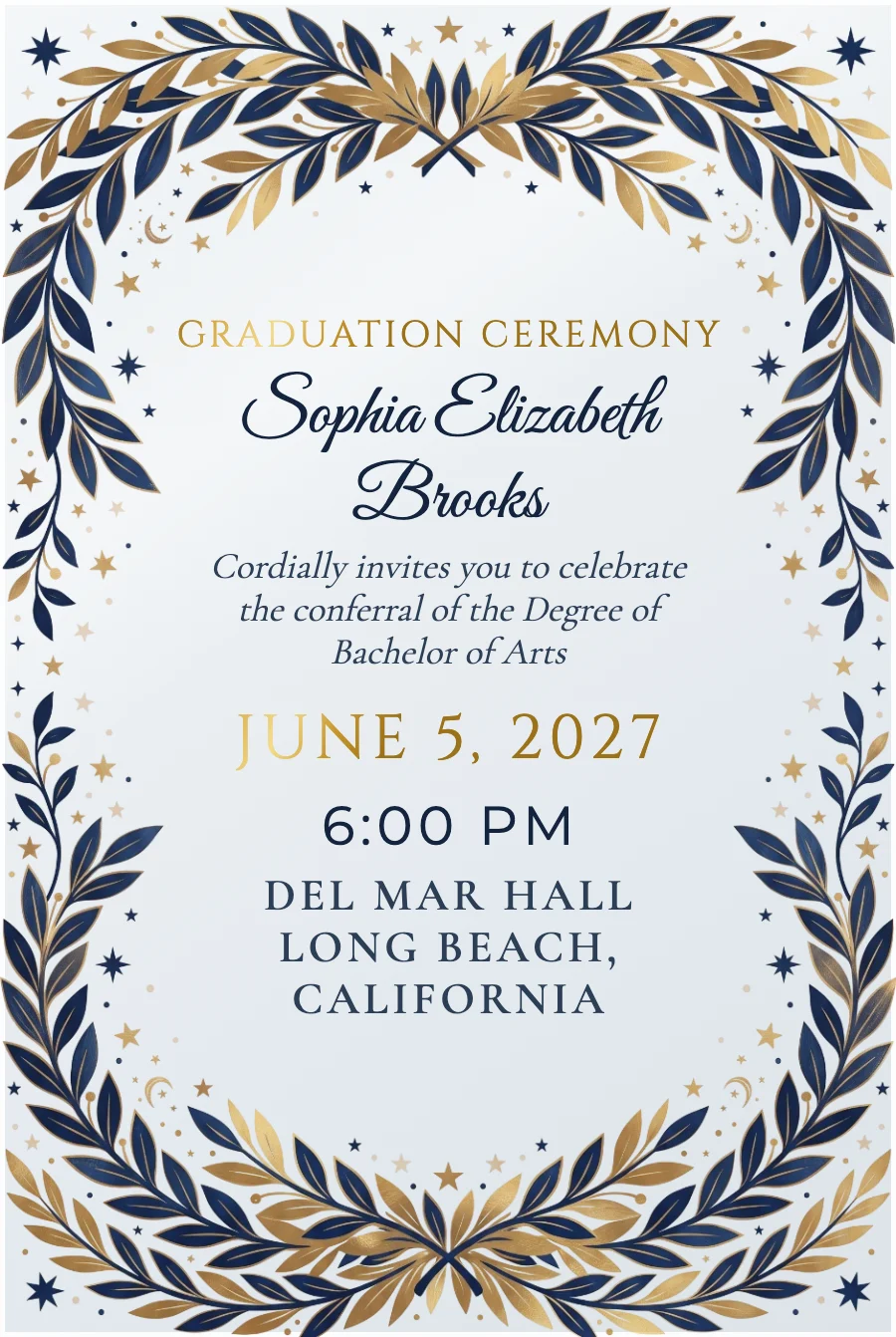 Navy Laurel Graduation on Acrylic — Clear acrylic