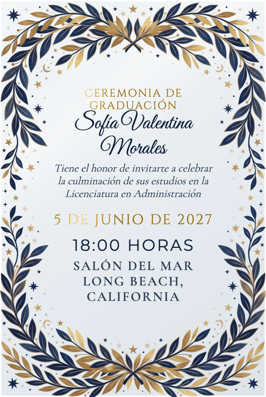 Graduación Laurel Azul Marino en Acrílico — Acrílico transparente