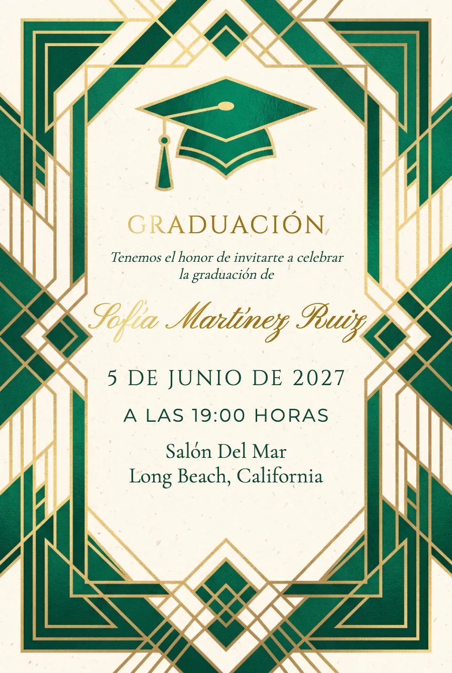 Graduación Moderna Esmeralda en Papel — Papel fino