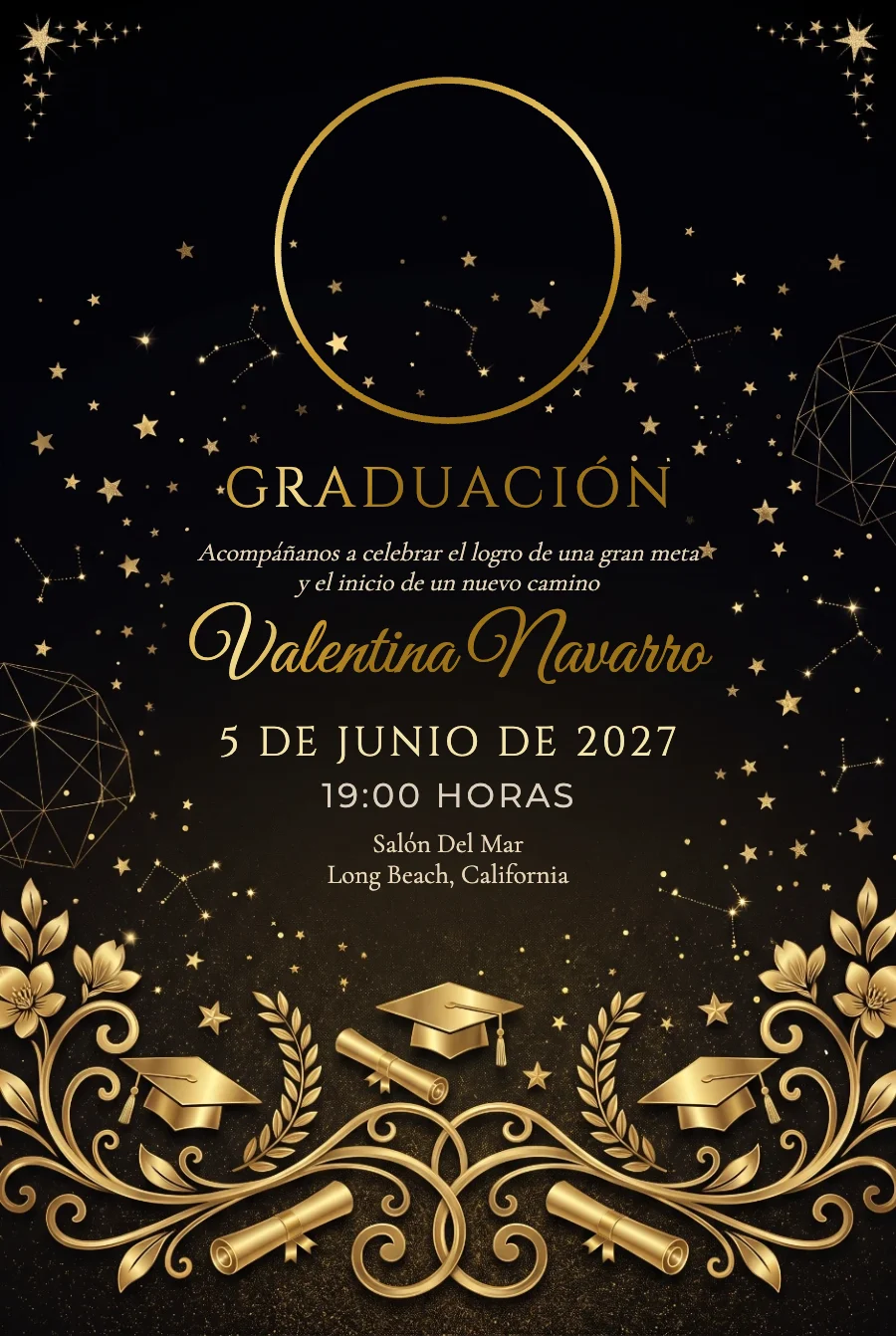Graduación Negro y Oro con Foto en Papel Fotográfico — Papel fotográfico