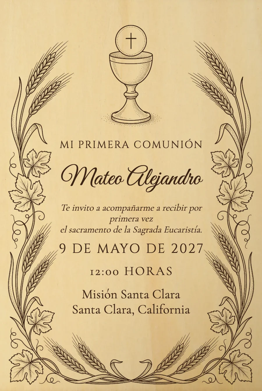 Primera Comunión Cáliz y Trigo en Madera — Madera