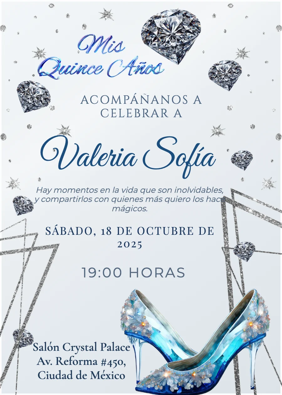 Invitación Acrílica Quinceañera Zapatilla Cristal — Acrílico transparente