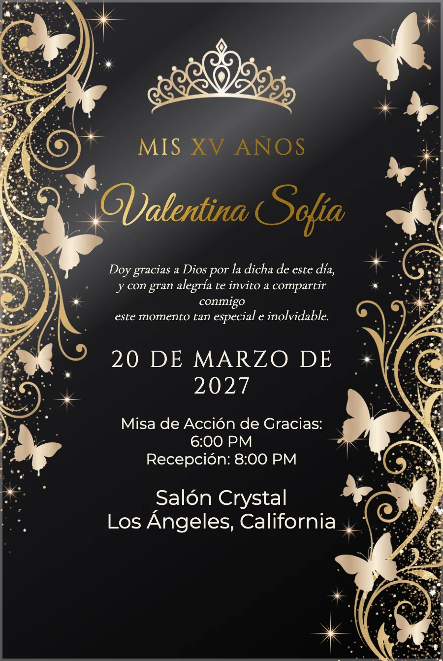 XV Mariposas Doradas en Acrílico Negro — Acrílico negro